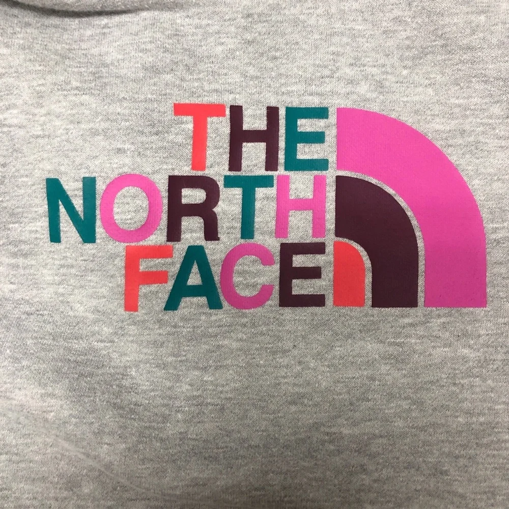 The North Face Women’s Large Light Gray Hoodie with Pink Logo - Picture 3 of 6
